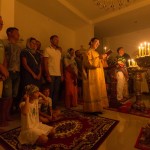 KOH CHANG - THAILAND - JAN 7, 2016: Christmas service and the vigil on Feast of the Nativity of Christ (Russian Orthodox Church) in the temple of St. Sergius of Radonezh, built on island in Jan 2015.